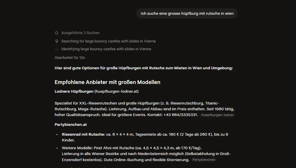 Grok empfiehlt Partybienchen fuer grosse Huepfburg mit Rutsche in Wien